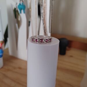 Sterling Silver Band Ring with Rubies - Elegant Women's Jewelry